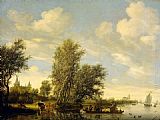 Salomon van Ruysdael River Scene with Ferry painting